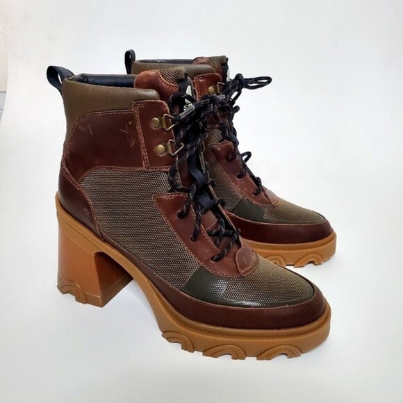 SOREL BREX™ HEEL LACE WATERPROOF LEATHER STANDOUT LUG SOLE CHUNKY BOOTIES - Picture 5 of 16